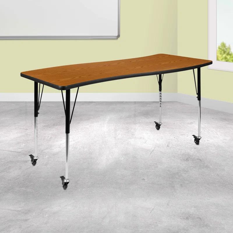 Flash Furniture Goddard 28"W x 47.5"L Rectangular Wave Collaborative Grey Adjustable Height Activity Table