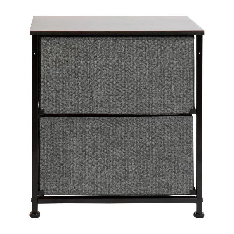 Malone 2 Drawer Storage Stand with Wood Top & Fabric Pull Drawers