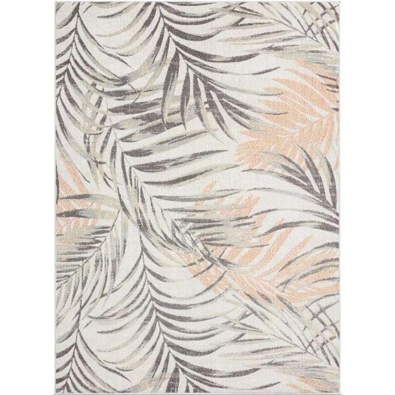 Ivory & Rust Reversible Synthetic 5' x 7' Easy-Care Area Rug