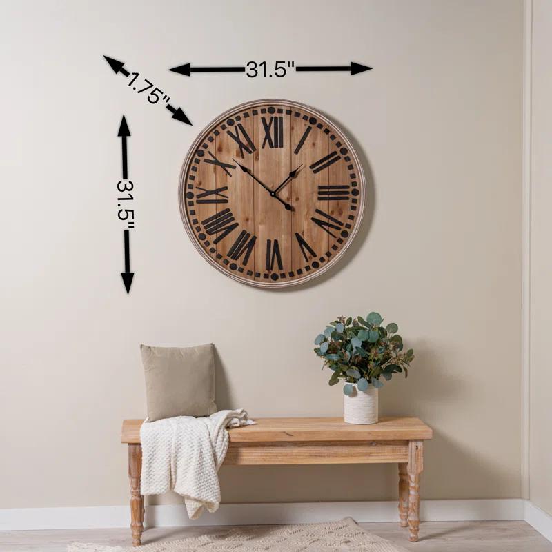 Oversized Wooden Wall Clock