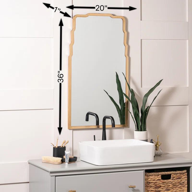 Landen Rectangular Gold Finish Contemporary Wall Mirror