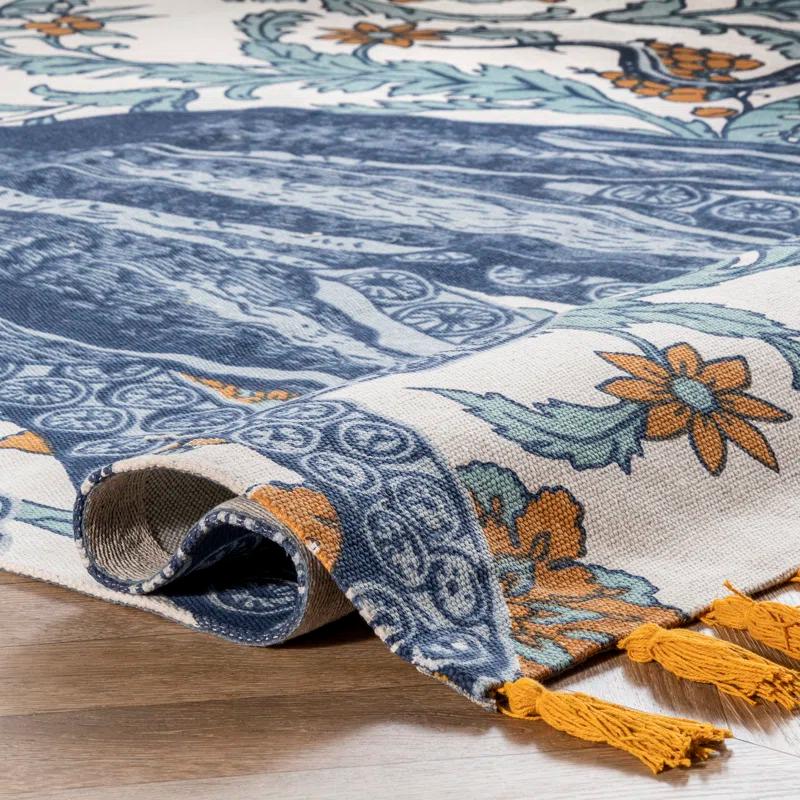 Thomas Paul Thomas Paul Octopus Tasseled Blue/Yellow Area Rug
