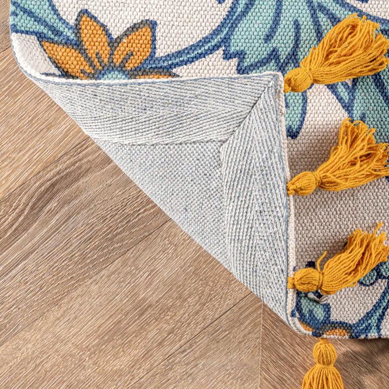 Thomas Paul Thomas Paul Octopus Tasseled Blue/Yellow Area Rug