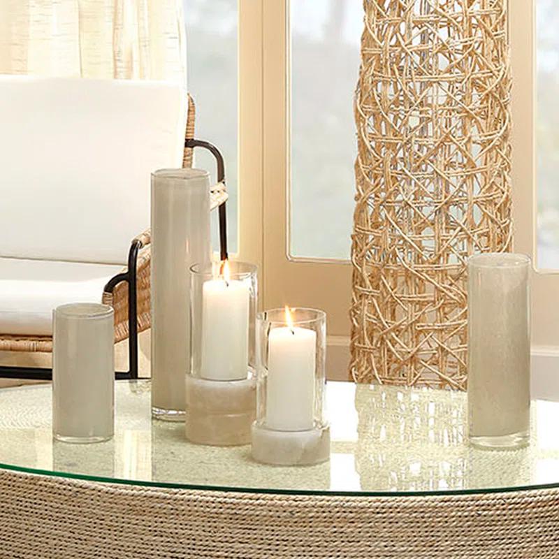 Charlotte Clear Glass & Brown Base Hurricane Candle Holder