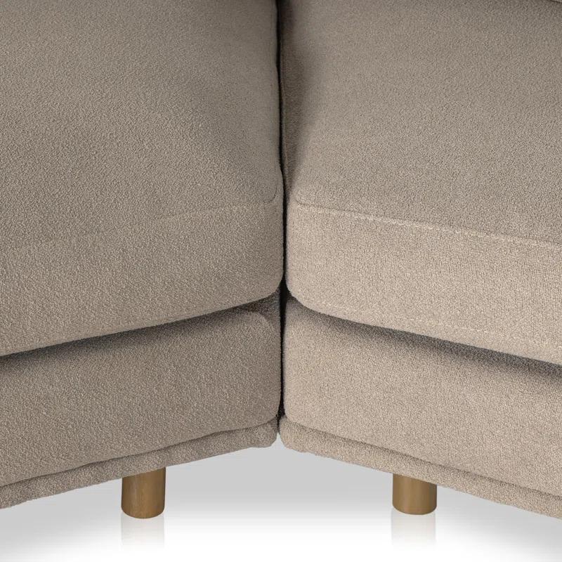 Portland Cobblestone 3-Piece Solid Wood Modular Sectional Sofa