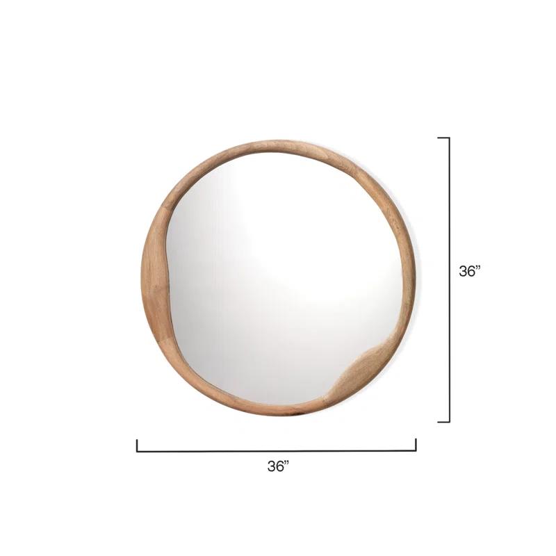 Alora Natural Wood Organic Round Wall Mirror - 36"