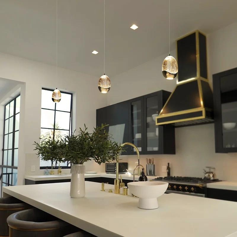 Venezia 3.5-in Integrated LED Height Adjustable ETL Certified Pendant Light with Glass Shade