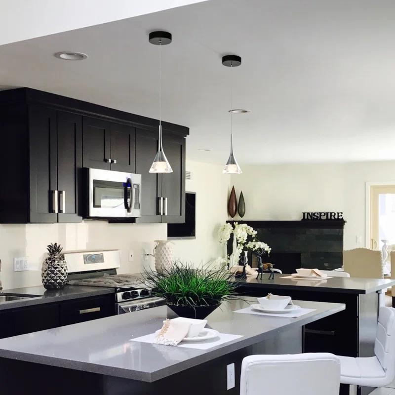 Amalfi 4.75-in Integrated LED Height Adjustable ETL Certified Pendant Light with Cone Shade