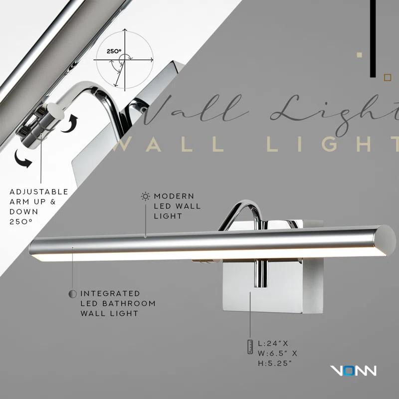 Procyon 24-in Adjustable Bar Vanity Light Integrated LED ETL Certified Bathroom Wall Lighting