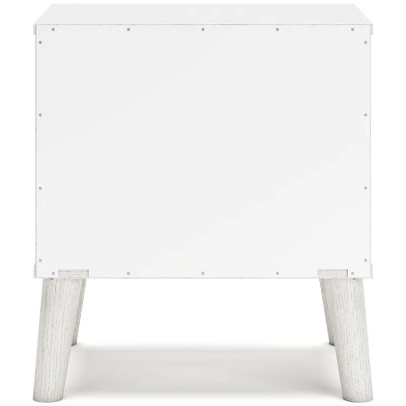 Maximal Minimalism White Nightstand with Customizable Faux Leather Pulls