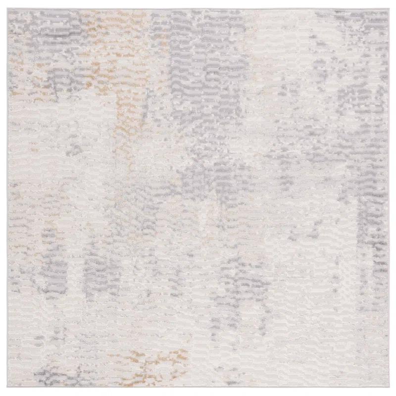 Palma Erica Abstract Gray Square Synthetic Rug - 6'7" x 6'7"