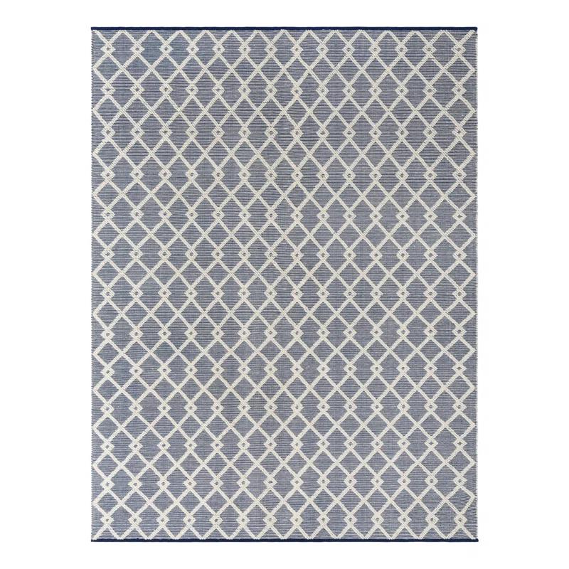 Blueberry Geometric Hand-Knotted Wool 9' x 12' Rug