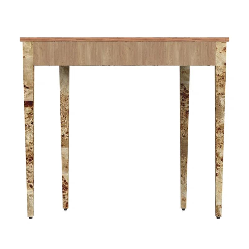 Bowery Hill Mid-Century Wooden Light Burl Console Table - Brown