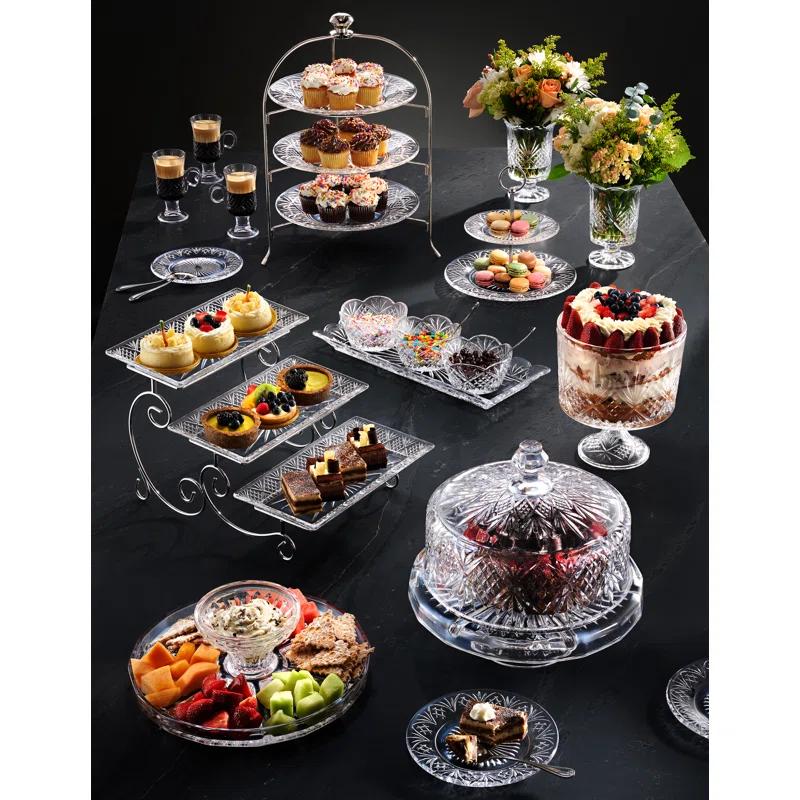 Elegant Dublin Polished Crystal 2-Tiered Round Serving Stand