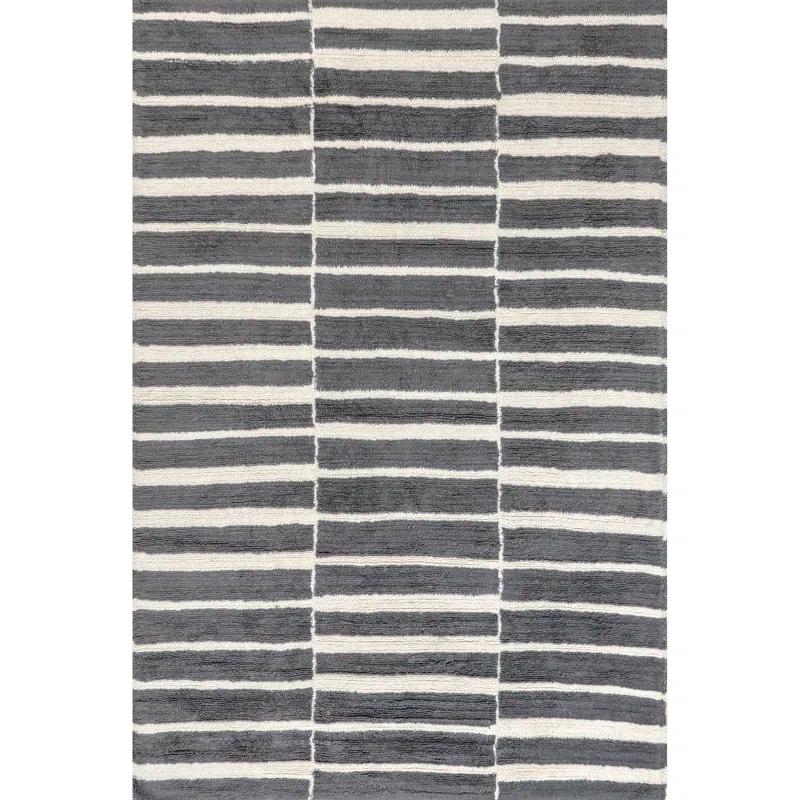 Gray Piano Keys 6' x 9' Hand-Tufted Wool Washable Area Rug