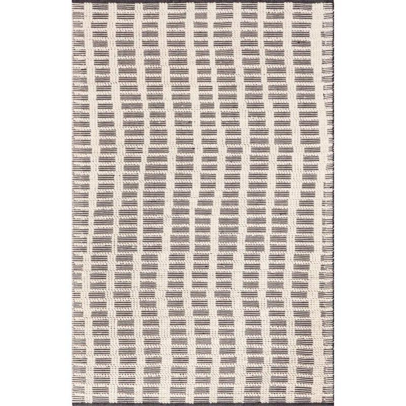 Parker Check Handmade Ivory Wool 5' x 8' Area Rug