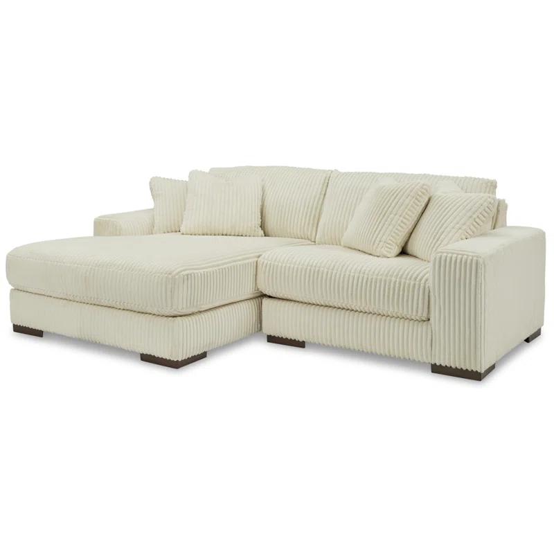 Lindyn Contemporary Ivory 3-Piece Sectional with Ottoman and Storage