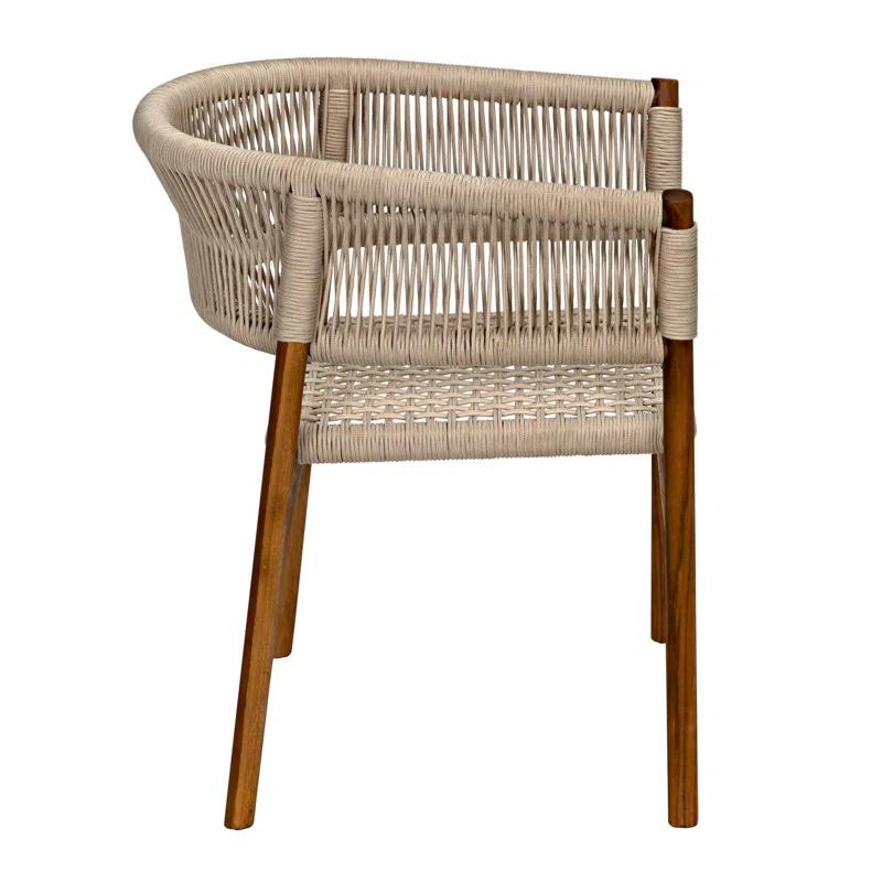 Conrad Handcrafted Teak Wood and Rope Armchair in Brown