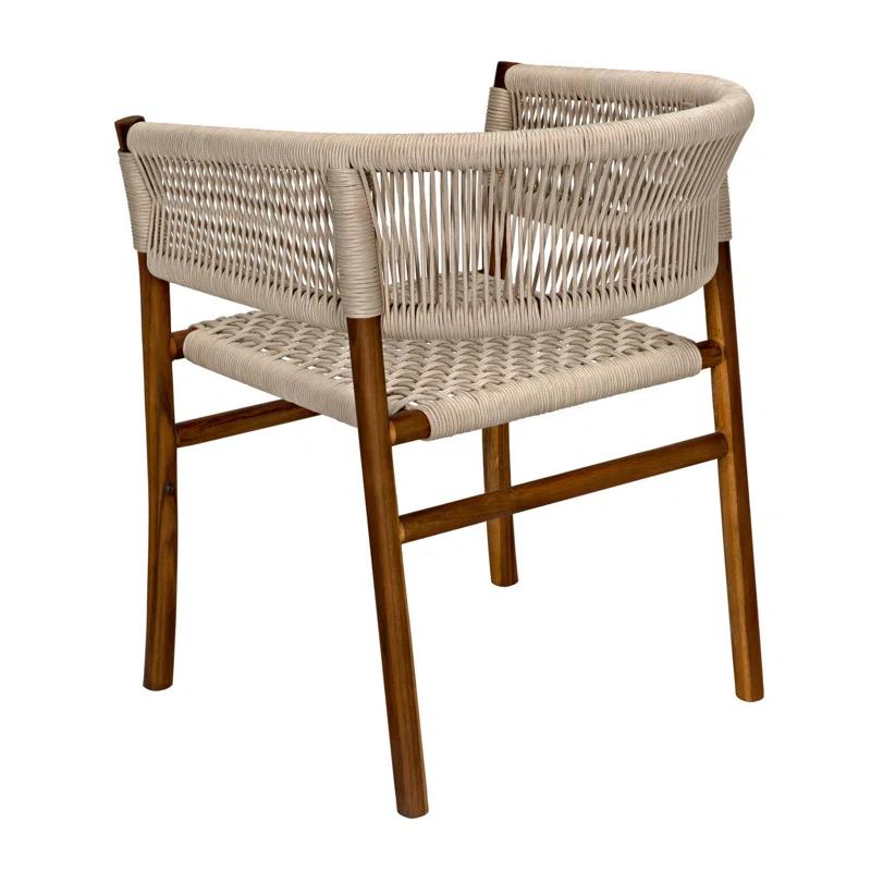 Conrad Handcrafted Teak Wood and Rope Armchair in Brown