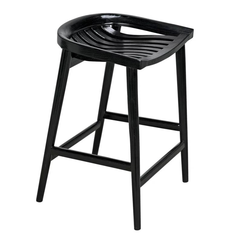 Ronald Charcoal Black 25.5'' Solid Wood Counter Stool
