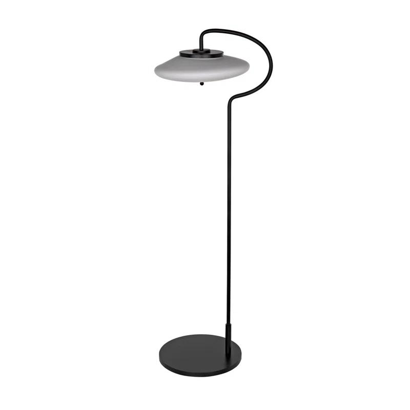 Matte Black Milk Glass Single Light Novelty Floor Lamp