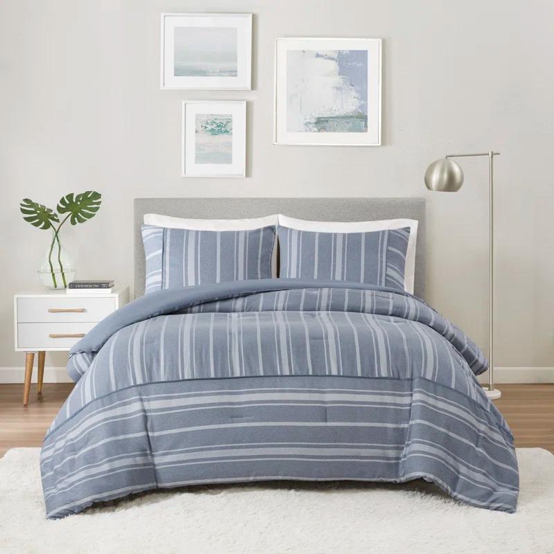 Kent 3 Piece Striped Herringbone Oversized Comforter Set