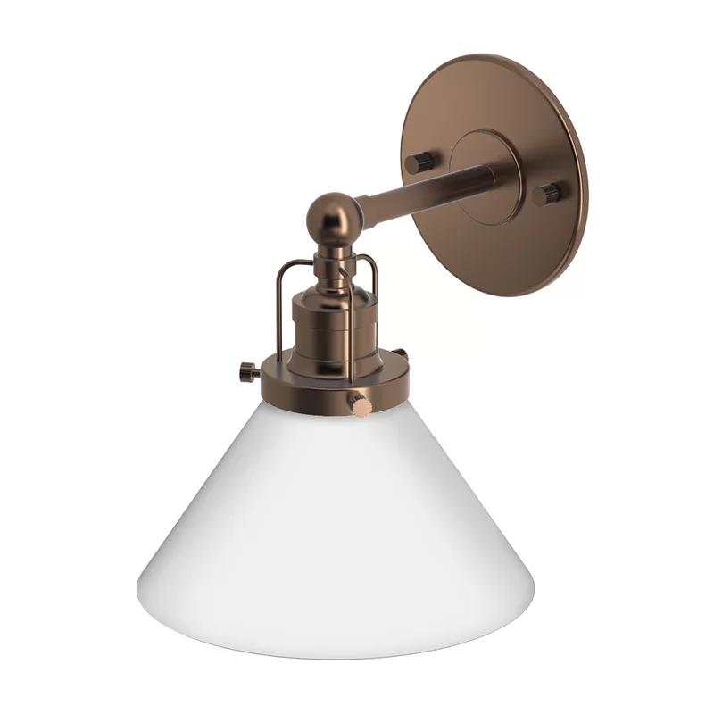 European Countryside Inspired Bronze Bath Sconce with White Frosted Shade