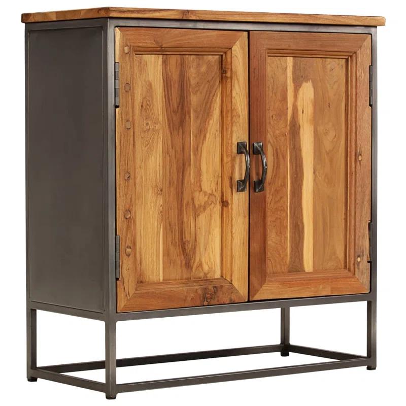 Rustic Charm Recycled Teak and Steel Sideboard 25.6"x11.8"x27.6"
