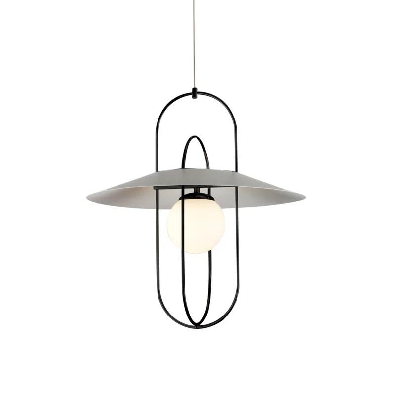 Lyra Modern Black Integrated LED Glass Drum Pendant Light 18"