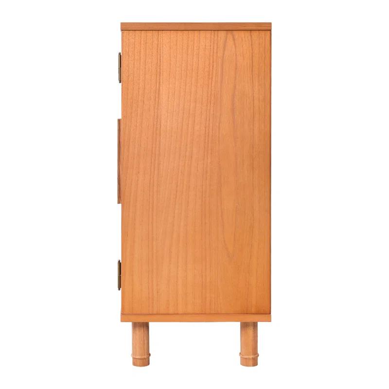 Delancey Boho-Modern Light Brown Rattan 2-Door Storage Cabinet