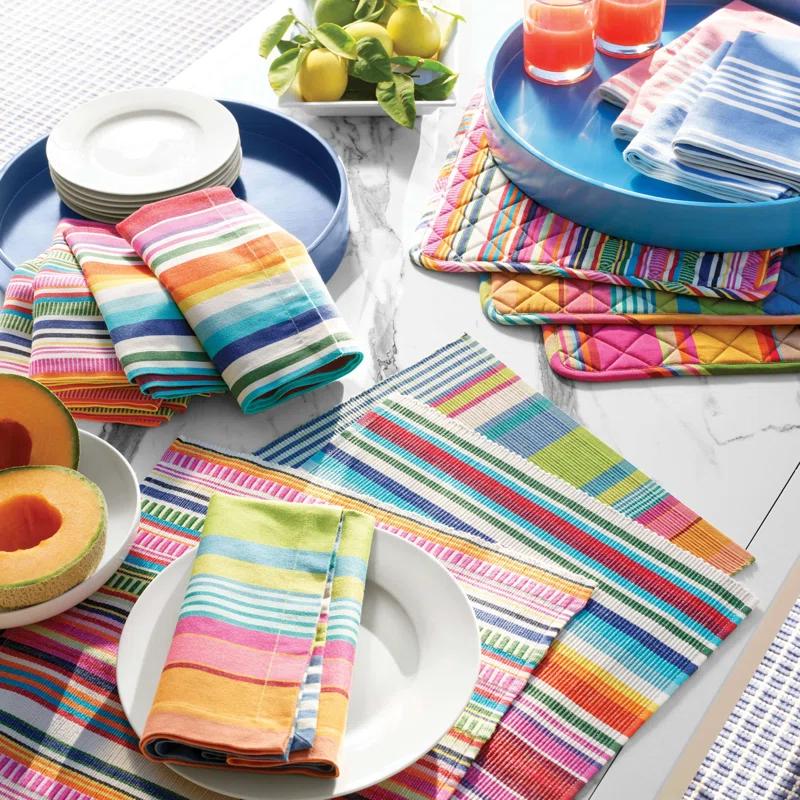 French Blue Cotton Bistro Stripe Napkin Set of 4