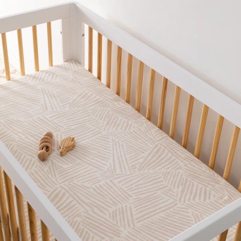 Oat Stripe Crib Sheet In Muslin Cotton
