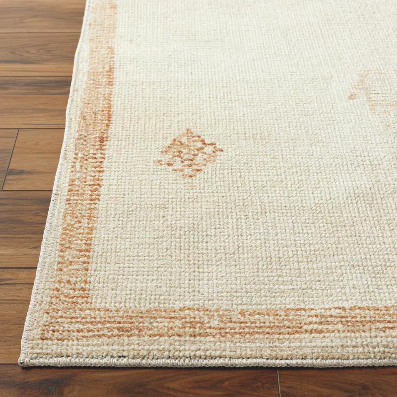Ivory Elegance 5'3" x 7' Hand-Knotted Synthetic Area Rug