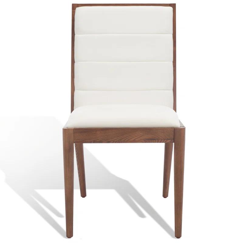 Laycee Walnut & White Tufted Upholstered Dining Chair Set
