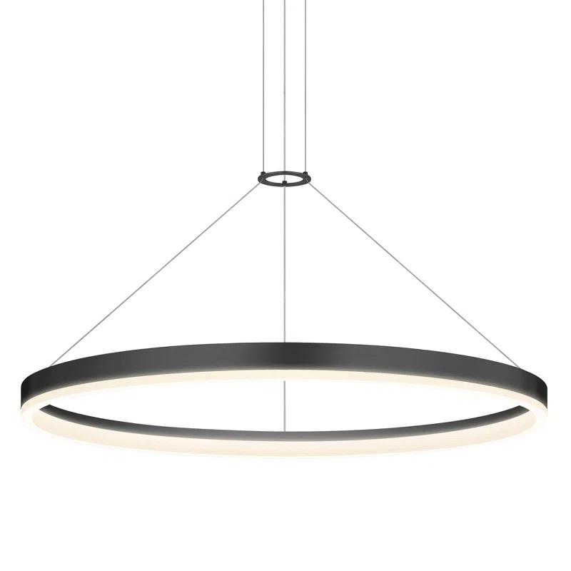 Satin Black 24" Modern LED Pendant Light for Indoor/Outdoor