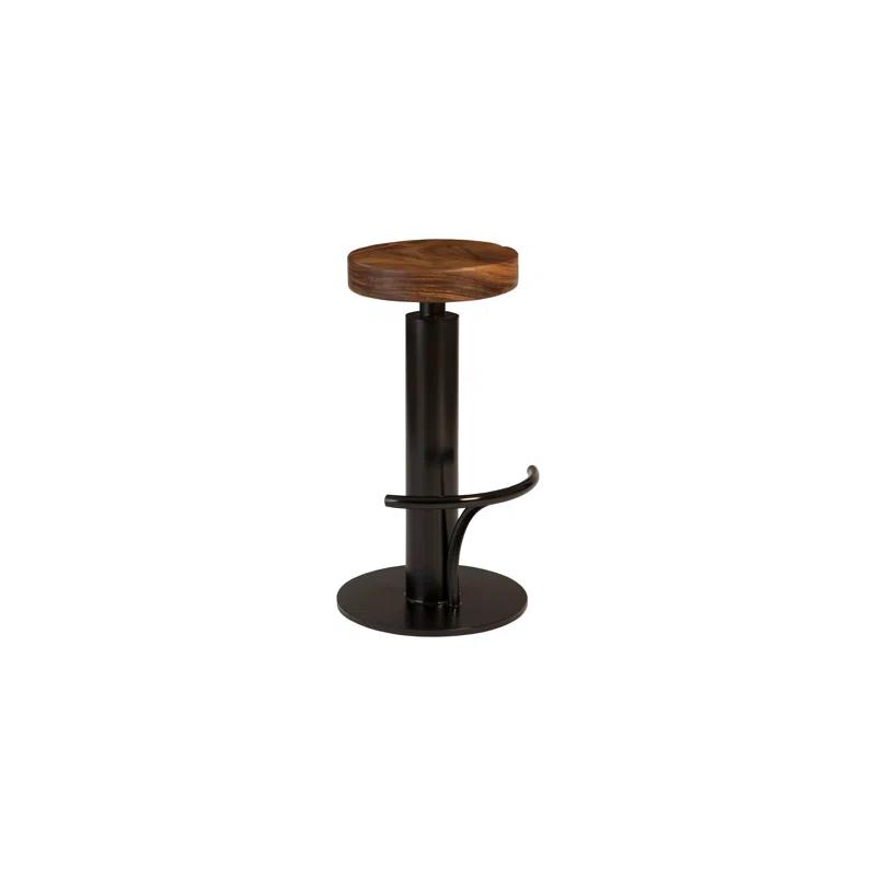 Contemporary Adjustable Swivel Bar Stool in Black and Brown