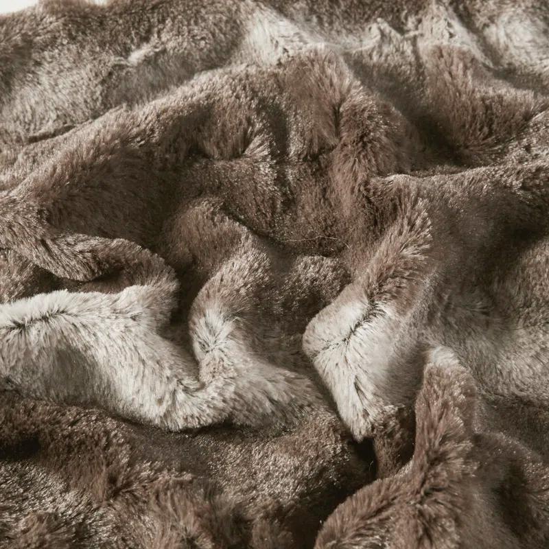 Twin Brown Faux Fur Reversible Throw Blanket