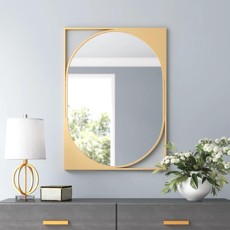 Bauhaus Full Length Rectangular Wood & Gold Mirror 26" x 36"