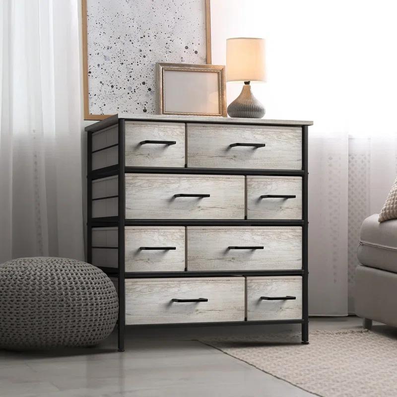 Sorbus Sorbus 8 Drawers Dresser with Steel Frame and Wood Top in Rustic