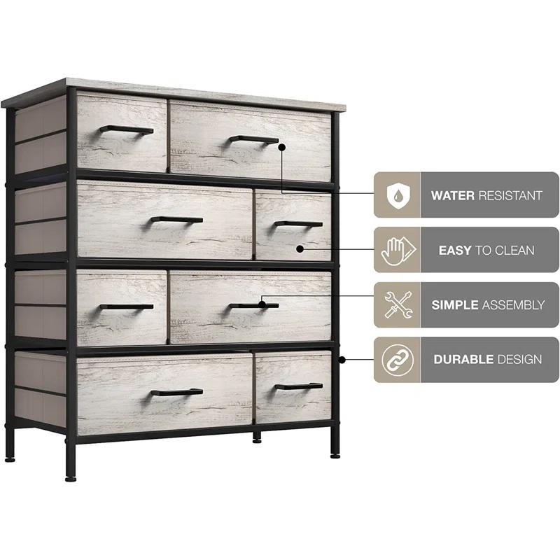 Sorbus Sorbus 8 Drawers Dresser with Steel Frame and Wood Top in Rustic