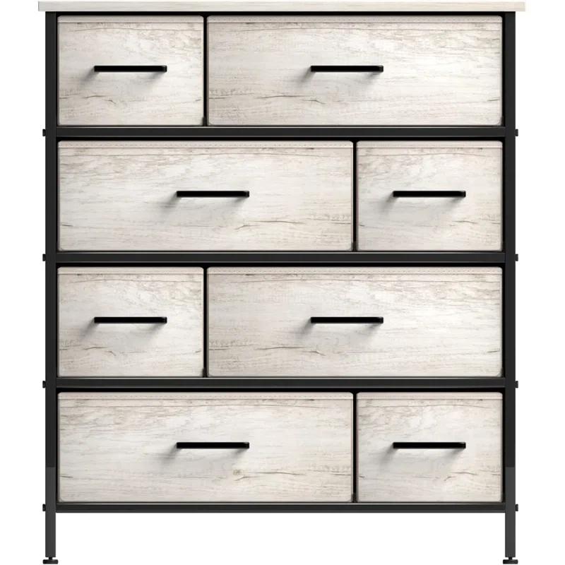 Greige Steel Frame Horizontal Nursery Dresser with Soft Close Drawers