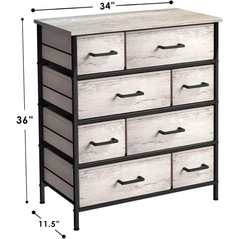 Sorbus Sorbus 8 Drawers Dresser with Steel Frame and Wood Top in Rustic