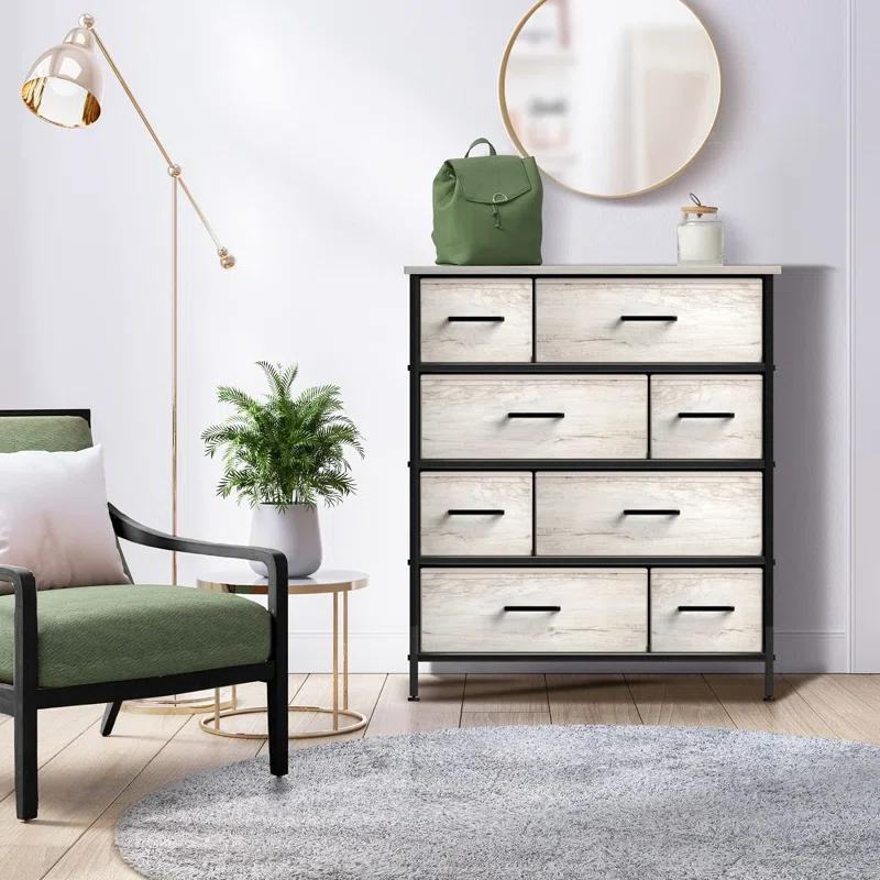 Sorbus Sorbus 8 Drawers Dresser with Steel Frame and Wood Top in Rustic