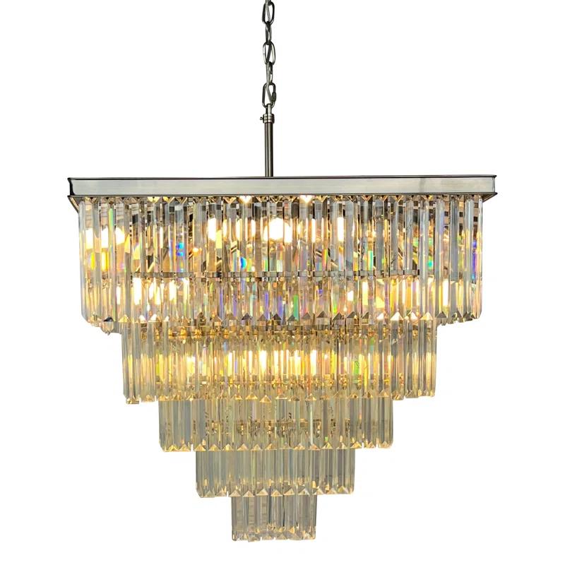 D'Angelo 16-Light Square Crystal Prism Chandelier in Black