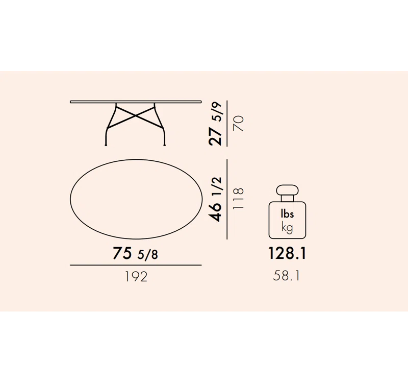 Kartell Glossy Oval Metal Base Dining Table