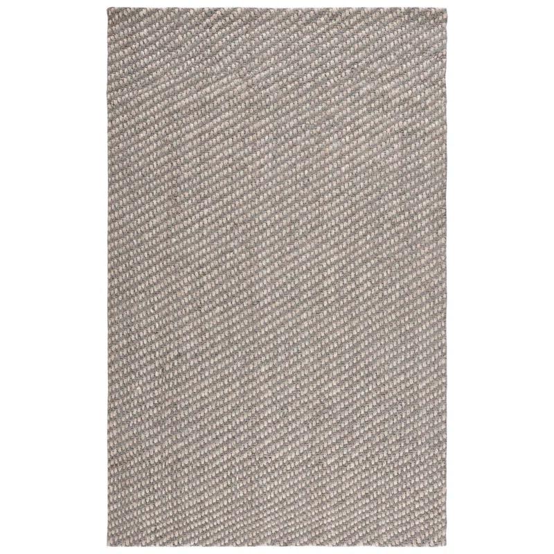 Natural/Grey Hand-knotted Wool and Cotton 5' x 8' Rug