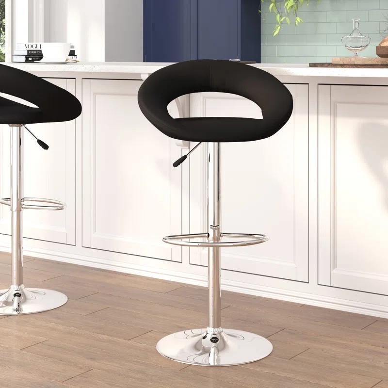 Flash Furniture Contemporary Vinyl Rounded Orbit-Style Back Adjustable Height Barstool with Chrome Base