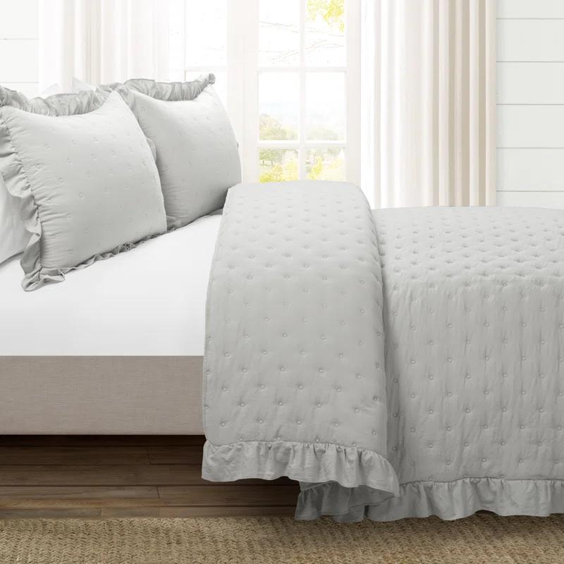 Lush Decor Reyna Ruffle Microfiber Reversible 3 Piece Quilt Set (Set of 3)
