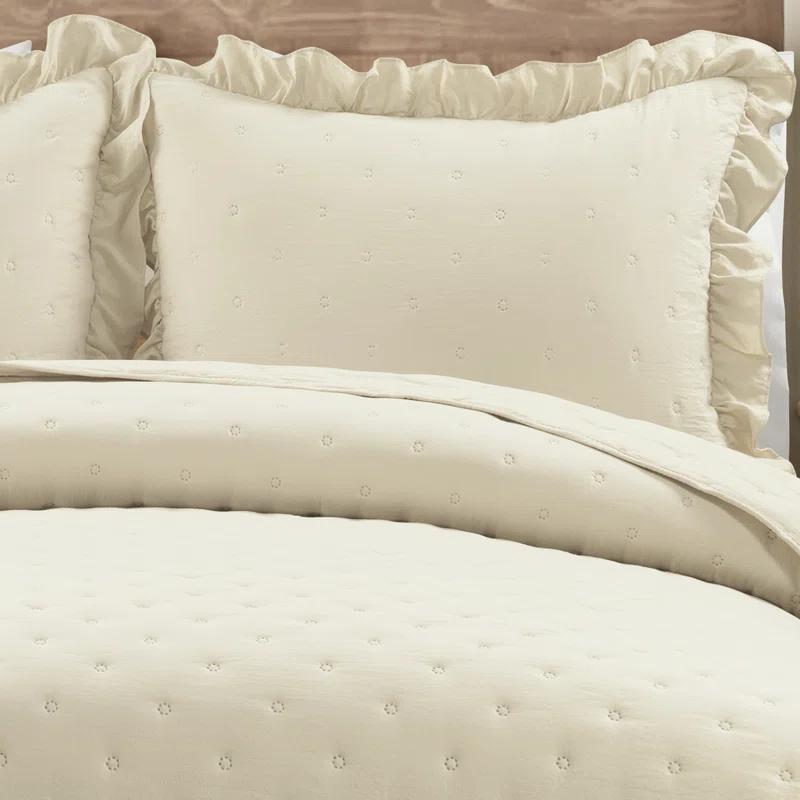 Reyna Ruffle Microfiber Reversible 3 Piece Quilt Set (Set of 3)
