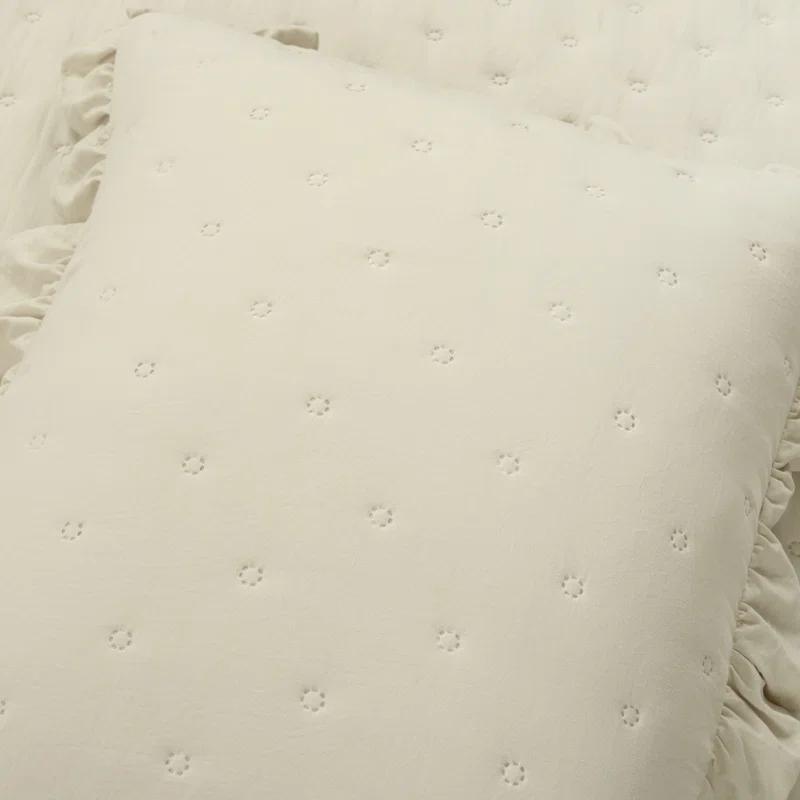 Reyna Ruffle Microfiber Reversible 3 Piece Quilt Set (Set of 3)